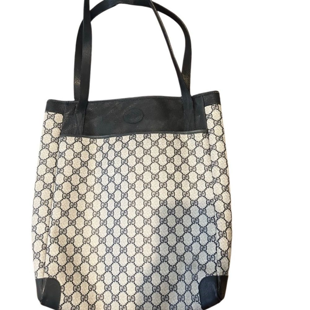 Gucci Monogram Black and Cream Tote